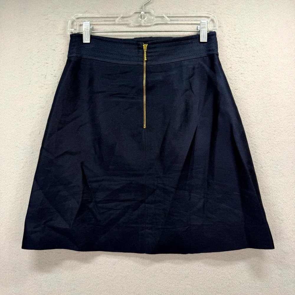 Kate Spade New York A-Line Skirt Womens 2 Navy Lined Silk‎ Blend Career Office